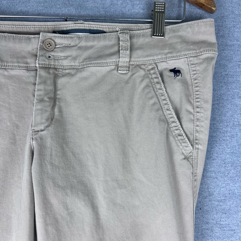 Abercrombie & Fitch VTG Flare Pants Low Rise Beige Y2K Flap Pockets Women’s Sz 8